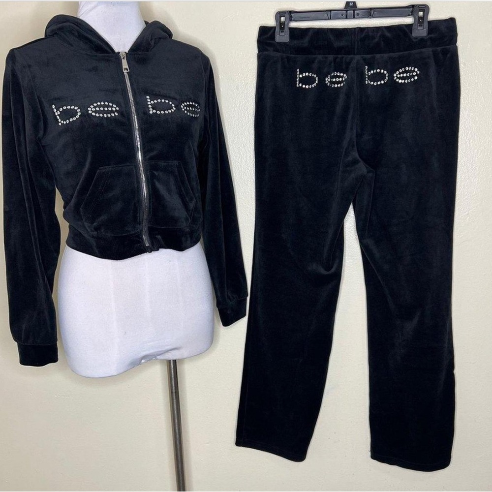 Bebe Black Velour Tracksuit Set 🖤